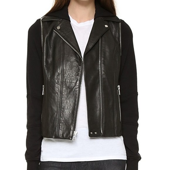 Leather Hoodie Jacket 